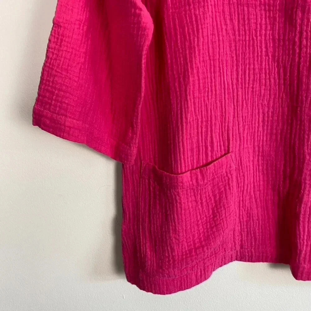 Soft Surroundings Pink Cotton Gauze Popover Tunic Top - Picture 6 of 13